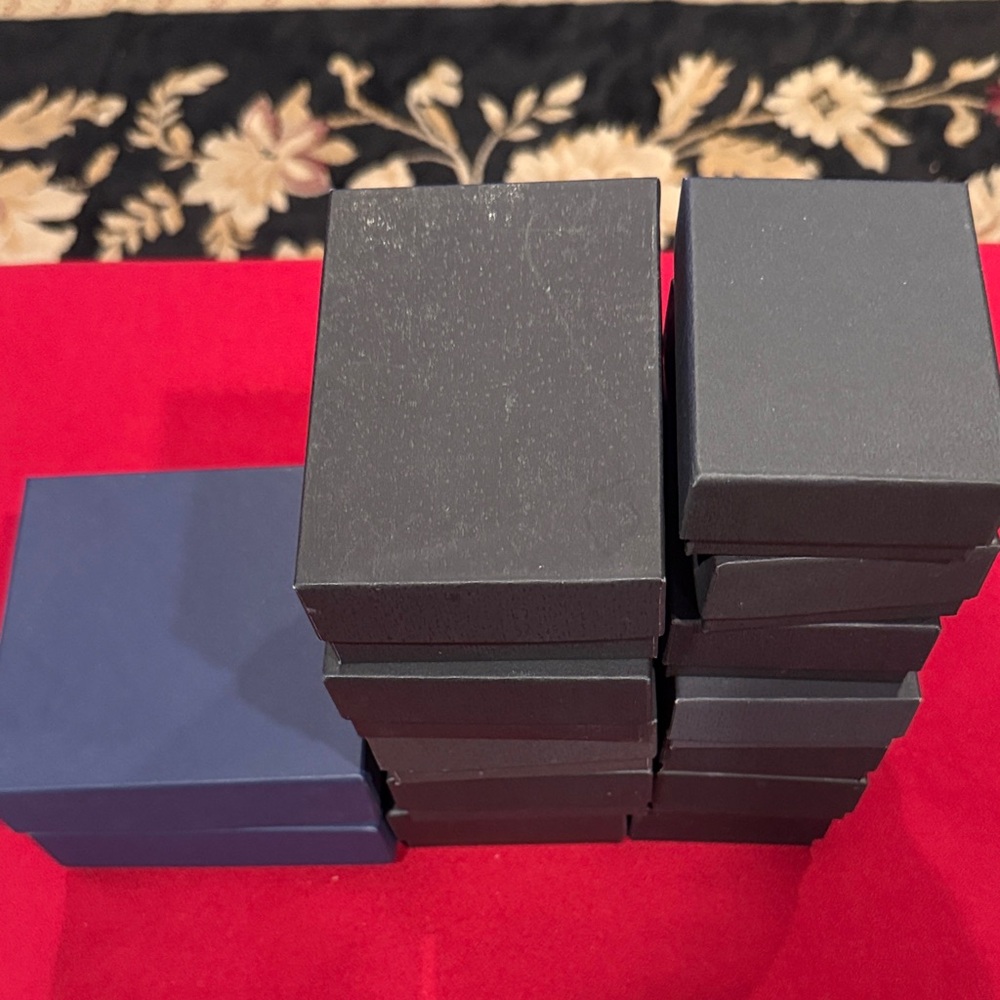 Stack of Small Jewelry Boxes - Black & Navy 14 boxes w inserts